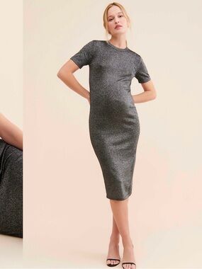 Hatch Lurex Eliza Dress in Shimmering Black and Silver